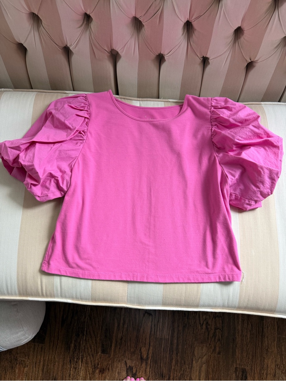 a new day Hot Pink Puff-Sleeve Crop Top - Picture 3 of 8